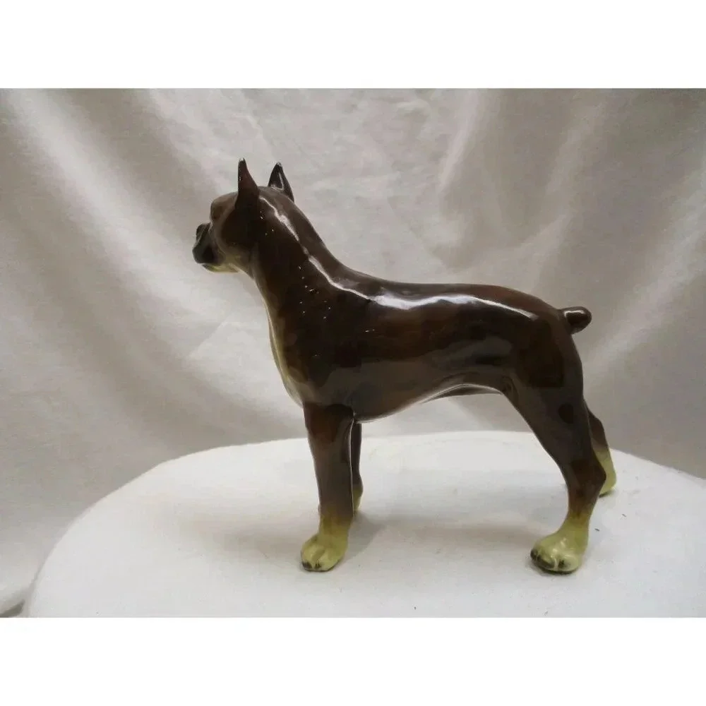 Boxer dog figurine enamel overcast metal Dog love canine‎ animal brown